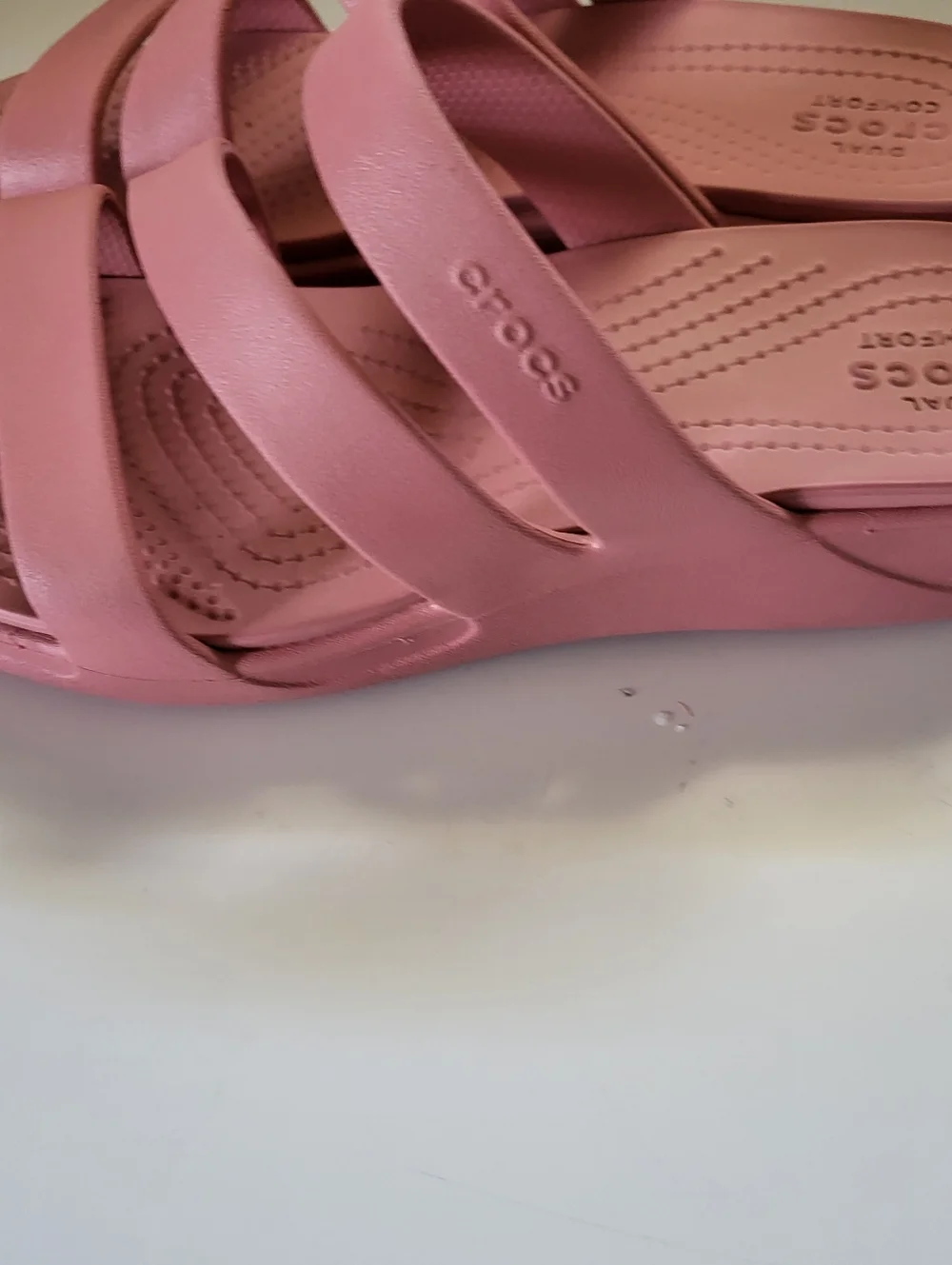 Crocs Womens Monterey Sandals Size 8 Pink Wedge Slides Shoes - Picture 6 of 7